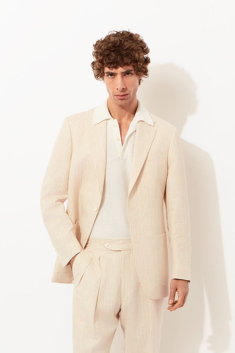 Striped Linen & Wool Tailored Jacket – Richard James Savile Row